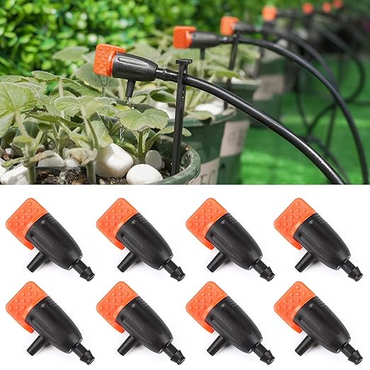 RedChili Drip Irrigation Inline Dripper for 1/4" Drip Irrigation Tubing, 35 Pieces Adjustable Drip Emitters Micro Drippers for Drip Irrigation Gardening System Maintain Constant Flow