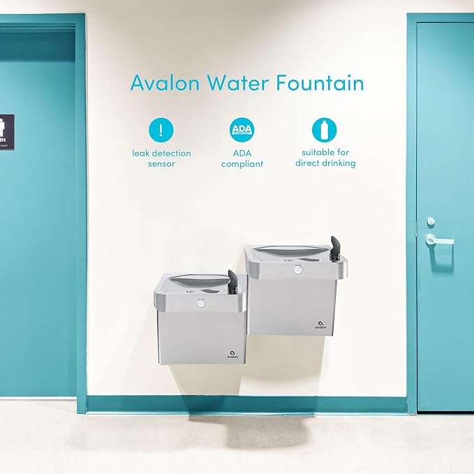Avalon Wall Mounted Water Fountain with Bottle Filling Station, Sensor Dispensing, Self Cleaning, Digital Bottle Counter Display, ADA Compliant