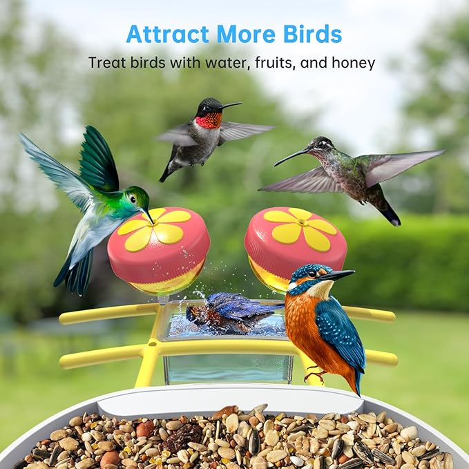 SMONET Bird Feeder with Camera B300-YE: Smart Birdhouse Camera AI Recognition Solar Powered,Outdoor Wireless WiFi Bird Feeder Watching Live Video,Funny Birthday Gifts for Mom Mother and Dad Father