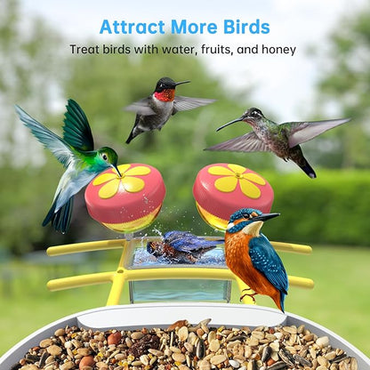 SMONET Bird Feeder with Camera B300-YE: Smart Birdhouse Camera AI Recognition Solar Powered,Outdoor Wireless WiFi Bird Feeder Watching Live Video,Funny Birthday Gifts for Mom Mother and Dad Father