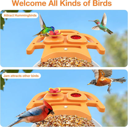 Smart Bird Feeder With 3MP HD Camera & AI Identify, Hummingbird Feeder With Solar Panel, Supports Two-Way Audio, Instant Arrival Alerts, Birdhouses For Outdoors, Gifts For Bird Lovers, Orange