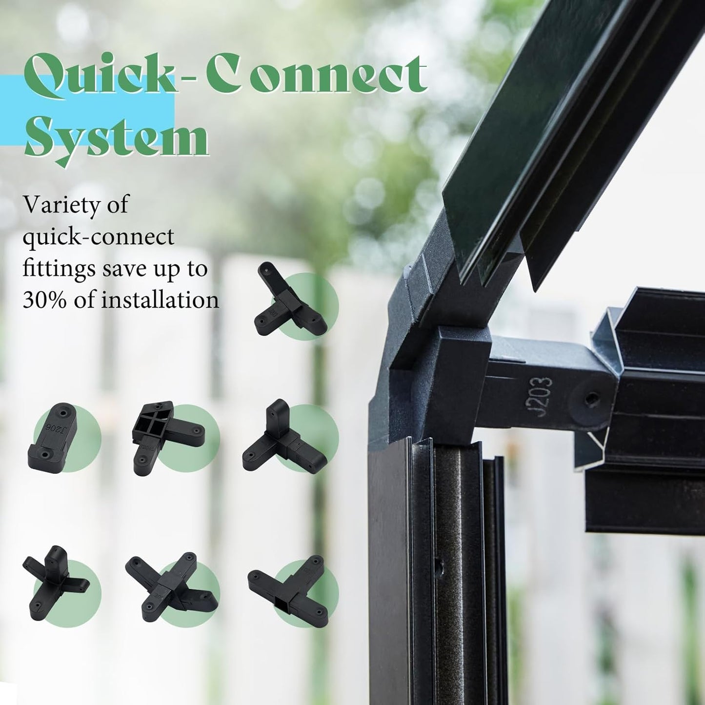 AMERLIFE 8x18x7FT Polycarbonate Greenhouse, Walk in Greenhouse with Quick-Connect System, Green House with 4 Windows and Swing Lockable Door, Greenhouses for Outdoors, Sunroom Black