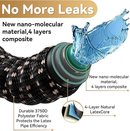 75 ft Expandable Garden Hose - Kink Free Flexible Water Hose with Thumb-Controlled 10-Function Nozzle, 3/4 Solid Brass Connectors, Retractable Latex Core - Lightweight Expanding Hose