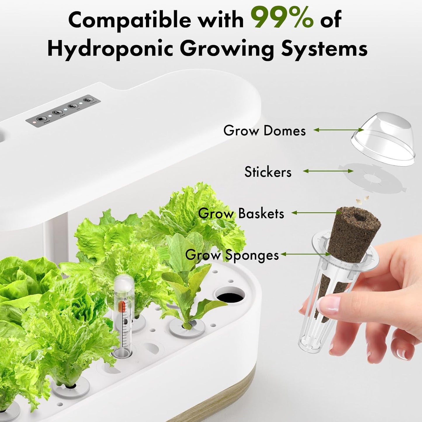 LYKO Low-Calorie Salad Seed Pods for AeroGarden, Ahopegarden, iDOO Hydroponics Growing System, 350 Seeds+ Including American Fast Lettuce, Buttercrunch Lettuce, Red Tomato, Golden Tomato (12-Pods)