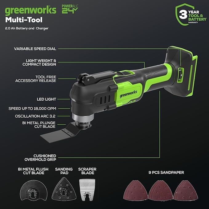 Greenworks 48V (2x24V) All - in - One Cordless Combo - 20" Lawn Mower, 12" Trimmer, 320 CFM Blower & 24V Multi - Tool