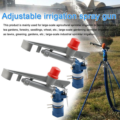 360 Degree Adjustable Sprinkler Gun 2Pcs, Large-Scale Industrial Sprinkler Irrigation Spray Gun Impact Spray for Farms Orchards Tea Gardens Forestry Wheat 1 Inch