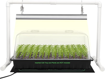 [Upgraded 1020 Size] Soligt Seed Starter Kit with Grow Light and Heat Mat - Strong Seed Starter Tray, 7" Humidity Dome and Grow Light Stand for Seed Starting, Seedling Germinating & Plant Propagating