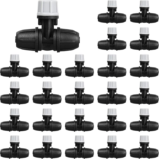 Upgraded Micro Spray Irrigation Drippers, 25 Pieces Three-Way Atomizing Nozzle Fitting for 1/4 Inch Tubing Lock Barbed Drip Line Parts Emitters for Garden Greenhouse Sprinkler Misting System
