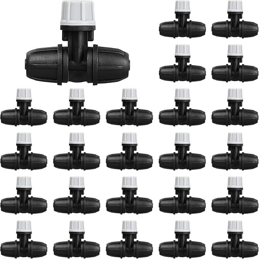 Upgraded Micro Spray Irrigation Drippers, 25 Pieces Three-Way Atomizing Nozzle Fitting for 1/4 Inch Tubing Lock Barbed Drip Line Parts Emitters for Garden Greenhouse Sprinkler Misting System