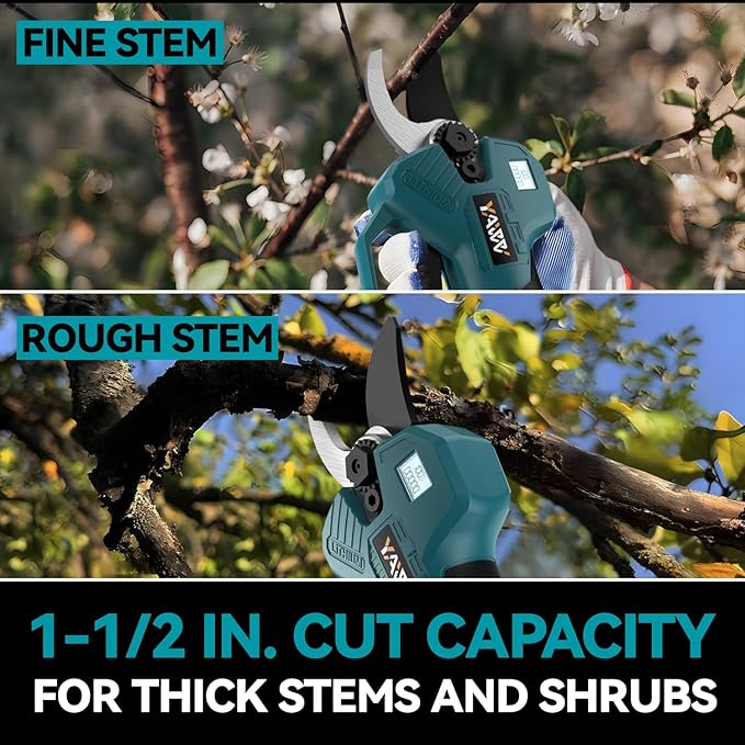 Brushless Electric Pruning Shears for Makta 18V Battery, Portable Cordless Pruning Shears with LCD Display＆SK5 Blades, Adjustable Cutting Diameter 0.8-1.2 Inch for Gardening Tree Pruning(NO Battery)