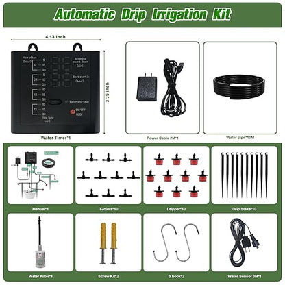 Automatic Drip Irrigation System, Indoor Plant Self Watering Devices for Vacation,Auto Plant Waterer,Drip Irrigation Timer for Potted Plants Indoor Garden Greenhouse (10 Pots,Adjustable Dripper)