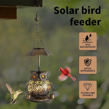 ZQMHJTSolar Bird Feeder,Squirrel Proof Bird feeders for Outdoors,Suitable for attracting Wild Birds Outdoors and Decorating Gardens