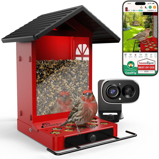 Smart Bird Feeder with Camera, AI Bird Identifier & Live HD View, Exclusive Vertical Mode, All-Metal Squirrel-Resistant Body, Solar Night Light - A Great Gift for BirdLovers