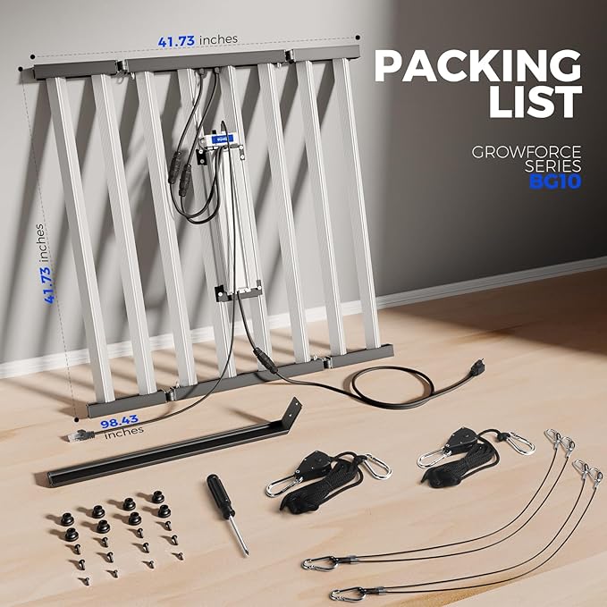 Barrina GrowForce BG10 1000W Full Spectrum with Dual Blue & FIR, High PPFD, 4 x 4/5 x 5 Grow Lights for Indoor Plants, Dimmable, Hanging, Light and Bracket Combined, Growing in Grow Tent