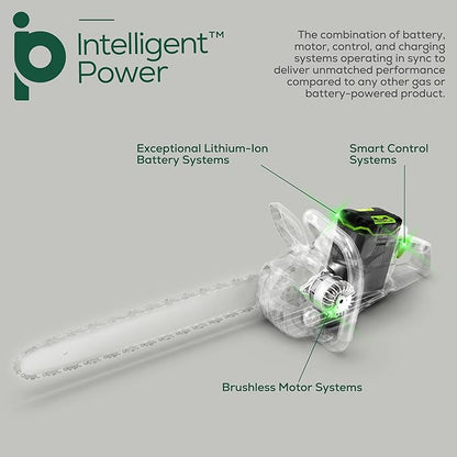 Greenworks 80V 20" Brushless Cordless Chainsaw (Great For Tree Felling, Limbing, Pruning, and Firewood), 75+ Compatible Tools, Tool Only, Green