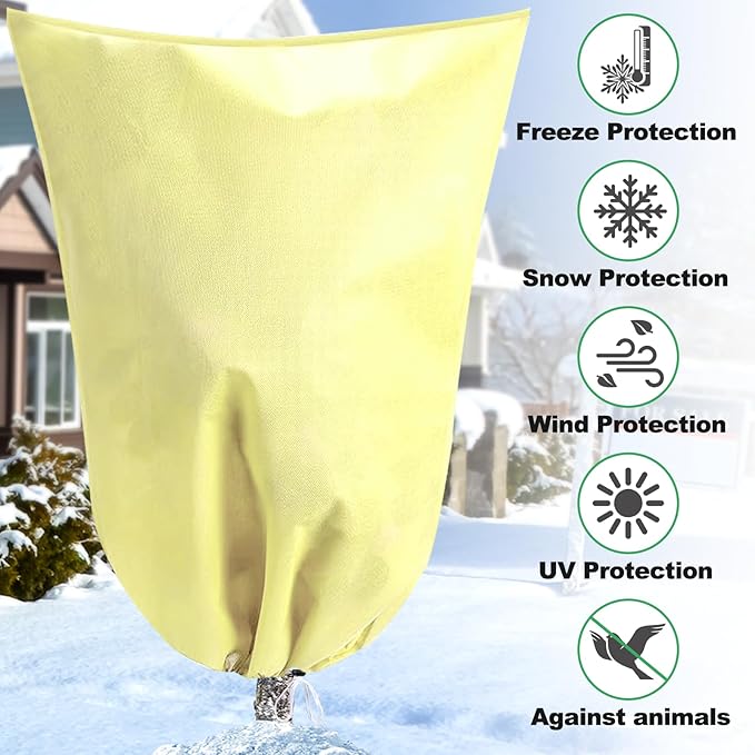 Plant Covers for Winter Tree Covers Freeze Protection, 78.7" X 94.4" Large Frost Blankets for Outdoor Plants with Zipper Drawstring, Fig Tree Plant Jacket Covers Cold Weather Protection Bags