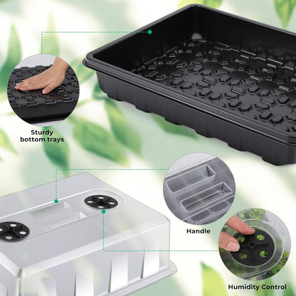 Seed Starter Tray, Seedling Starter Trays for Starting Plant Seeds, Indoor Gardening Plant Germination Trays, Black, 6PCS