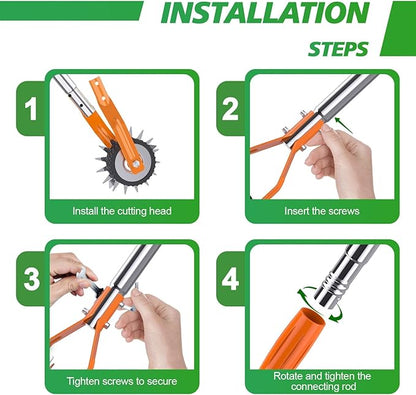 Wheel Rotary Edger Lawn Tool, Sidewalk 66.7Inch Manual Lawn Edger, Grass Edge Trimmer, Adjustable Stainless Steel Handle with Cushion Grip,Soil,Garden and Yard Tool,Orange