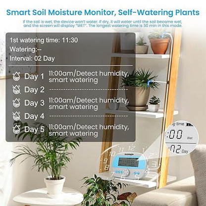 Sainlogic Automatic Plant Waterer for 15 Potted Plants, Smart Self Watering System with Humidity Monitor Display，Deep Root Irrigation, IP64 Programmable Timer for Vacation, Travel, Indoor Garden