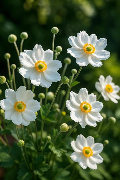 Perennial Farm Anemone x Hybrida 'Whirlwind' – Live Windflower in #1 Container, Semi-Double White Blooms, Long Blooming, Deer Resistant, Great for Borders, Shade Gardens & Pollinator Habitats