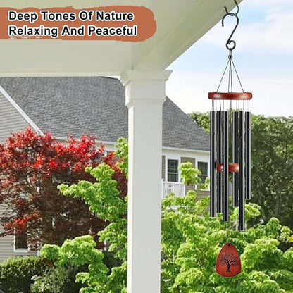 Wind Chimes for Outside, 32" Memorial Wind Chimes for Loss of Loved One Mother Father, Memorial Sympathy Gift Outdoor Garden Patio Decor, Bereavement Gift for Loss of Mom Dad (Classic Black)
