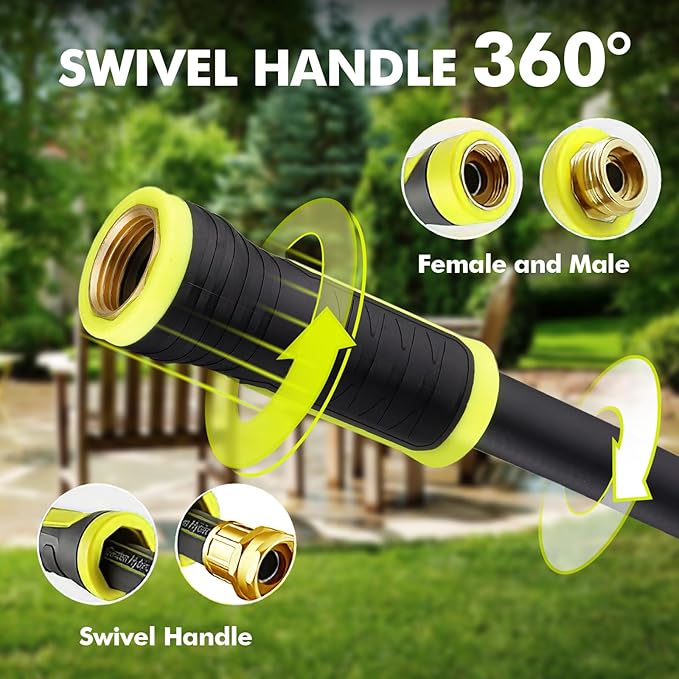 Garden Hose 5FT - PHLEX PRO Heavy-Duty Premium 5/8'' Rubber 3-Layer Water Hose - Innovation Flexible Hybrid Lightweight Water Hose with Full Brass Male to Female Fittings