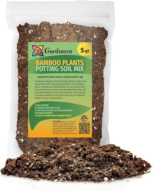 GARDENERA Premium Bamboo Potting Soil Mix - (5 Quart Bag)