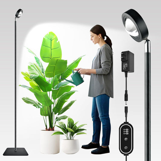 20WFull Spectrum Grow Light, 3000LM High-CRI COB LED Floor Lamp with 6/8/12H Timer, Adjustable Height (28"-83") & Angle, Grow Lights for Indoor Plants, Succulents & Flowers (daylight 6000K)