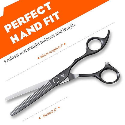 Sirabe HIGH-END Professional Hair Thinning Shears Barber Hair Cutting Texturizing Teeth Scissors with Case, Ultra 440C Sharp Blades for Salon Home Hairdressing Black