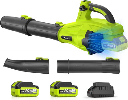 Leaf Blower Cordless with 2 * 4.0ah Battery and Fast Charger,KJBAO 21V Brushless Battery Powered Blower,Electric Blowers with 650CFM&6 Speeds,Lightweight Blower for Lawn Care,Leaf,Dust, Gravel, Patio