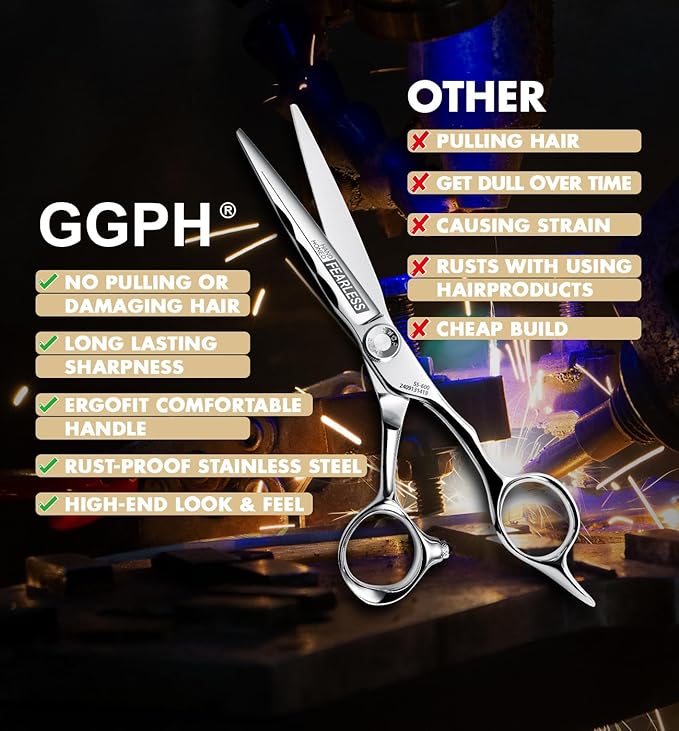 Professional Hair Cutting Scissors - SUS 440C & Cobalt Stainless Steel Barber Shears Fine Adjustment Tension Premium Shears for Hair Cutting (Hair Cutting Scissors S5, 5.5 Inches)