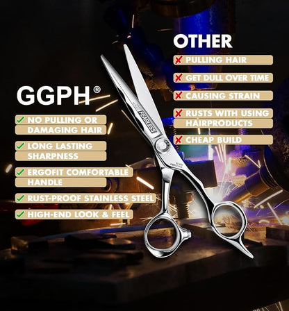 Professional Hair Cutting Scissors - SUS 440C & Cobalt Stainless Steel Barber Shears Fine Adjustment Tension Premium Shears for Hair Cutting (Hair Cutting Scissors S5, 5.5 Inches)
