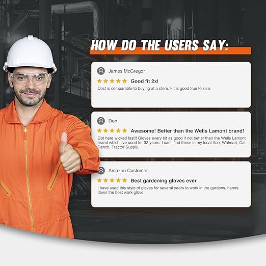 HLDD HANDLANDY 2 Pairs Pigskin Leather Work Gloves for Men & Women, Reinforced Palm, Soft & Breathable Design for Driving, Construction, Welding, Chainsaw, Farm, Gardening, Yardwork