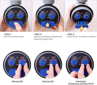 Sprinkler Water Timer Programmable Garden Zero Pressure Waterproof Irrigation Controller Hose Timer for Outdoor Lawns & Garden Blue