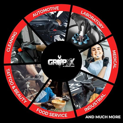 Heavy Duty 6 Mil Black Nitrile Gloves - Disposable, Latex & Powder Free | Mechanic, Food Prep & Tattoo | Rubber Gloves for Cooking, Cleaning & Household |Bulk Case of (1000)