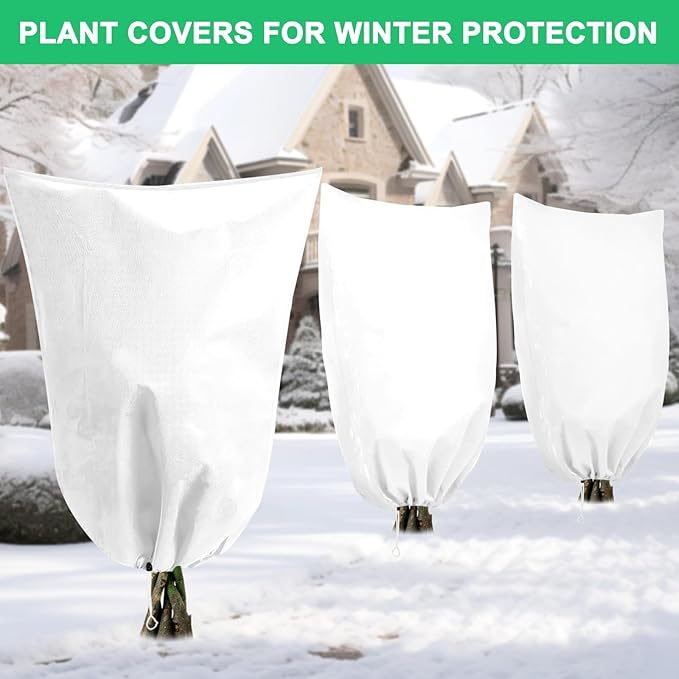 DQS 3 Pack Plant Covers Freeze Protection, 19.6" x 39.3" Winter Frost Protection Blankets Frost Cloth,Suitable for Outdoor Winter Frost, Cold Weather, shrubs, Trees, Jackets, and coverings