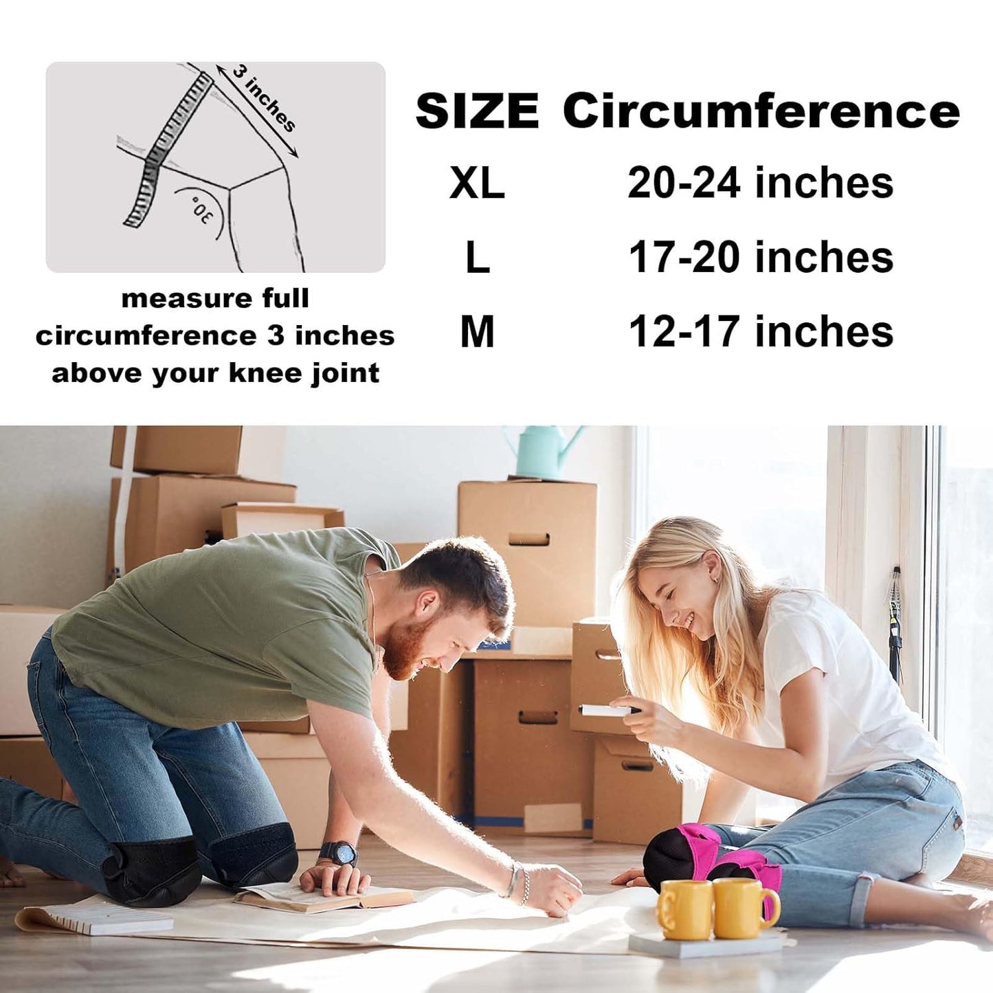 Men/Women Waterproof Knee Pads for Adult, Kneepad for Gardener Mechanics Carpenter Cleaner Painter Repairs Landscaper, Padded Knee Pad Protector for Mopping Floors Planting Flowers, Black Large