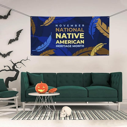 Native American Heritage Month Banner 3 x 6 ft Outdoor Yard Garden Flag Party Decoration Poster