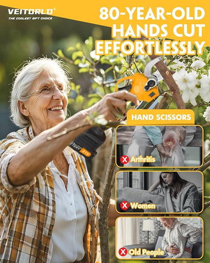 21V Electric Pruning Shears, Cutting Diameter 30mm 1.2" Efficiently Cordless Pruners with LCD Display, 2.0Ah Battery & SK5 Blade for Tree Gardening Branch Cutter, Gifts for Men Dad Him Christmas