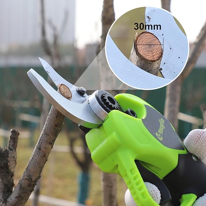Electric Pruning Shears, Yougfin 1.12" Wood Ranger Power Shear with 2 * 20V Batteries Powered Pruning Shears for Gardening Power Pruners Cordless with SK5 Replacable Blade Effortless Safe System