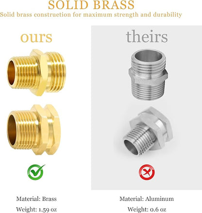 TAROSE 4 Pack Brass Garden Hose Adapter, Male to Male Hose Adapter Connector, GHT to NPT Adapter Hose Fitting,Brass Garden Hose to Pipe Fittings Connect