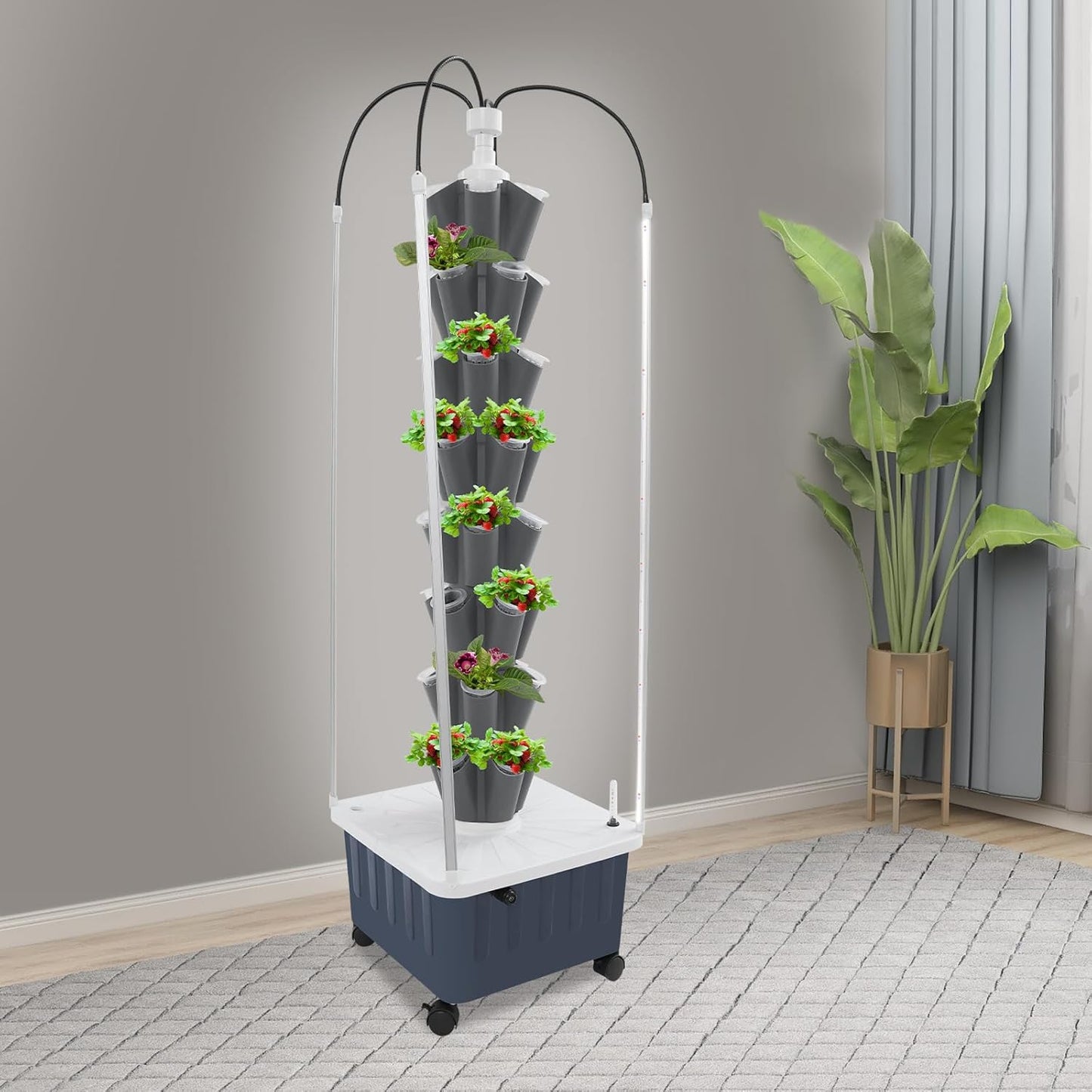 Hydroponics Growing System Kits, Indoor Garden System with LED Light, 40 Pods Planter Indoor Gardening for Vegetables, Herbs, and Miniature Greens (Gray)