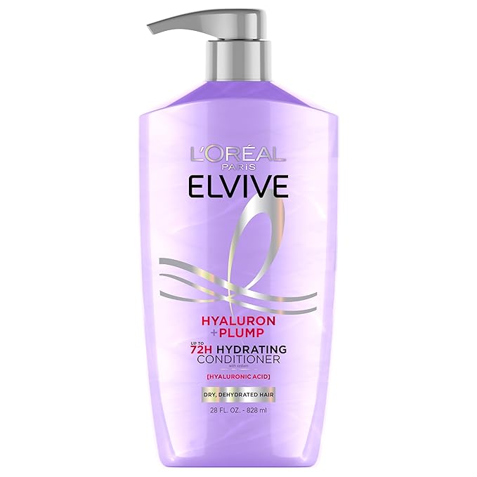L'Oreal Paris Elvive Hyaluron Plump Hydrating Conditioner for Dehydrated, Dry Hair Infused with Hyaluronic Acid Care Complex, Paraben-Free, 26.5 Fl Oz