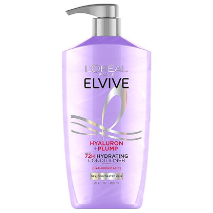 L'Oreal Paris Elvive Hyaluron Plump Hydrating Conditioner for Dehydrated, Dry Hair Infused with Hyaluronic Acid Care Complex, Paraben-Free, 26.5 Fl Oz