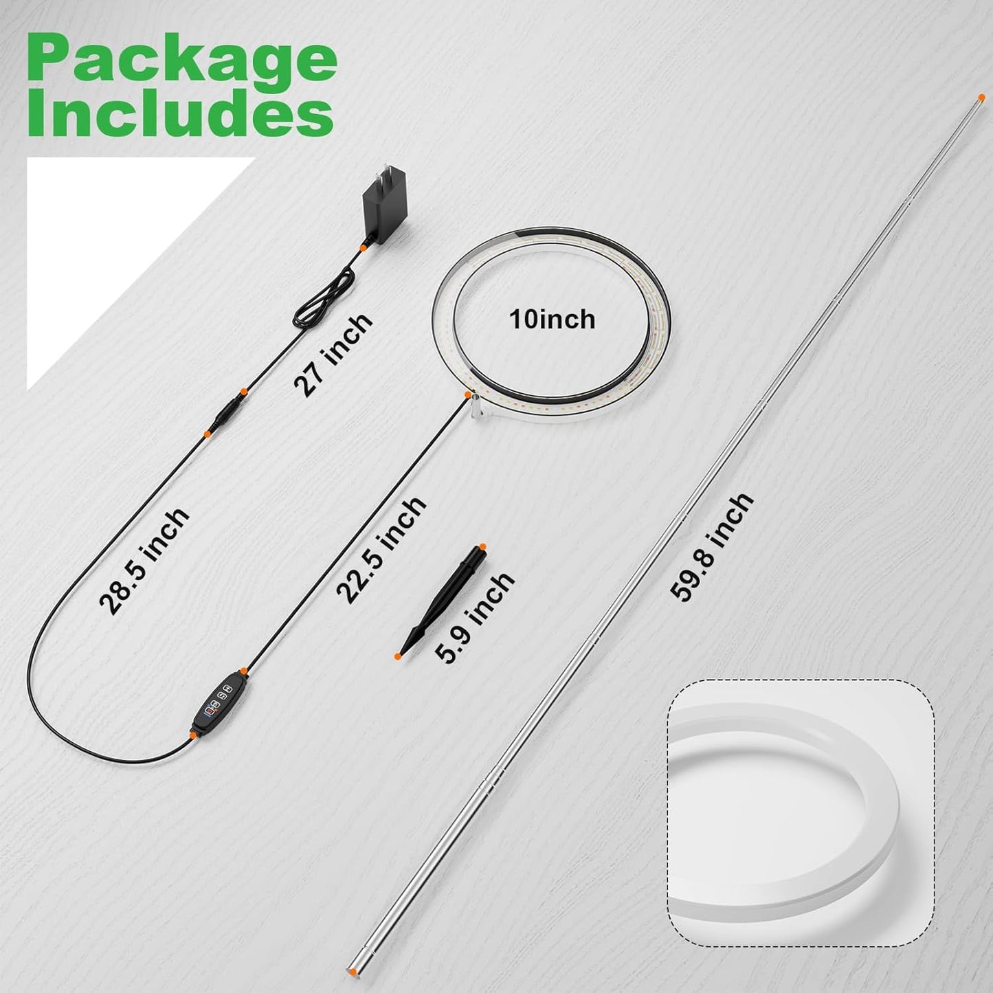 10" Grow Lights for Indoor Plants Full Spectrum, 160 LEDs Large Plant Light for Indoor Plants, Height Adjustable 11"-65" Growing Lamp with Auto On/Off Timer 3/9/12H, 9 Dimmable Brightness,White