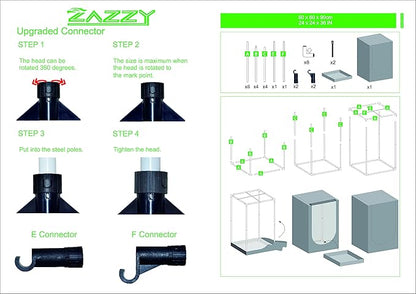 zazzy Grow Tent, 24"x24"x36" Hydroponic Mylar Grow Tent Reflective Garden Growing Dark Room with Observation Window, Removable Floor Tray and Tool Bag for Indoor Plant Growing 2'x2'