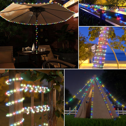New Upgraded Solar Rope Lights Outdoor Waterproof 19 Modes170ft 500 LED Solar String Lights with Remote Timer Dimmable USB Rechargeable Yard Outside Christmas Lights Xmas Decor (500LED-Multicolor)