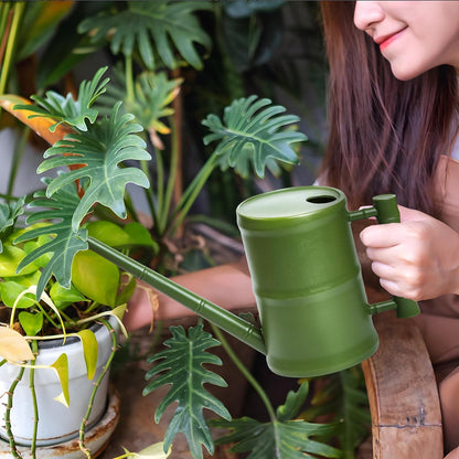 ZXJ Watering Can for Outdoor Indoor Plants - Small Plastic Home Garden - with Long Spout - Green - 64 Oz - 1/2 Gallon