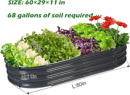 Raised Garden Bed Galvanized Planter Box Outdoor, Rot-Resistant Metal Garden Bed Planter for Vegetables Flower Herb (3- Grey)