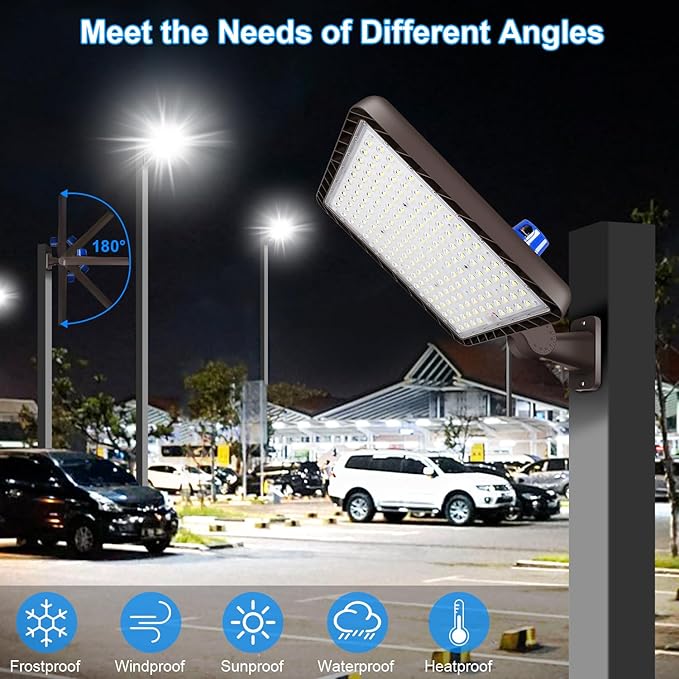 ledmo 480W LED Parking Lot Light,5000K 72000LM Super Bright Dusk to Dawn Outdoor Commercial Street Light IP65 Exterior Security Large Area Flood Lighting with 180°Adjustable Bracket